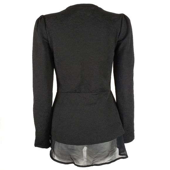 MFN Black Textured Tunic Top Flared Bottom - Picture 4 of 6